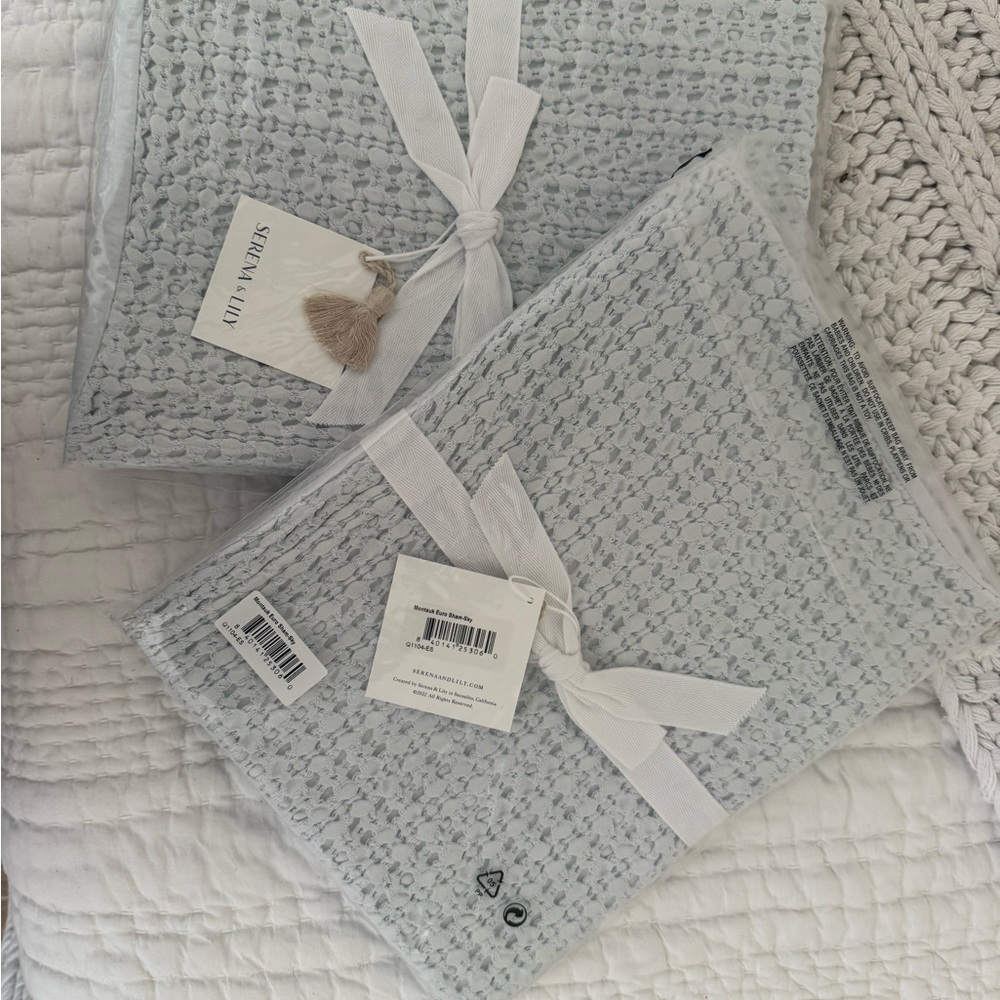 Serena & Lily Light Gray Waffle Pillow Covers